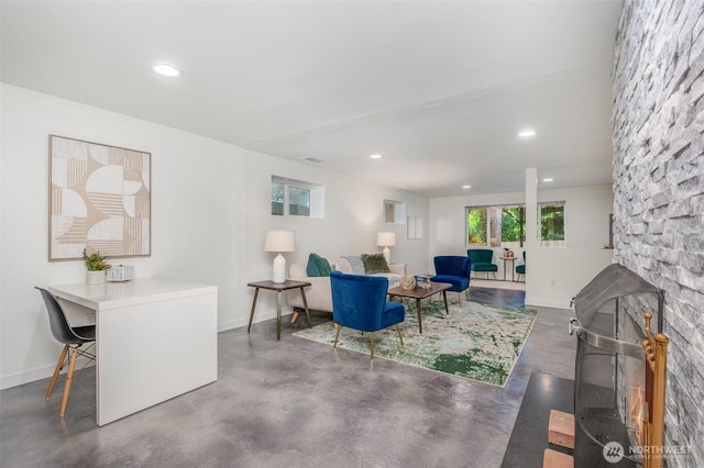 2329 NE 103rd St, Seattle, WA 98125 - living area featuring concrete floors and recessed lighting