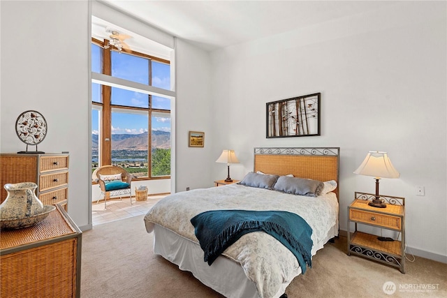 71 Blue Grade Rd, East Wenatchee, WA 98802 - bedroom with carpet, a mountain view, and a towering ceiling