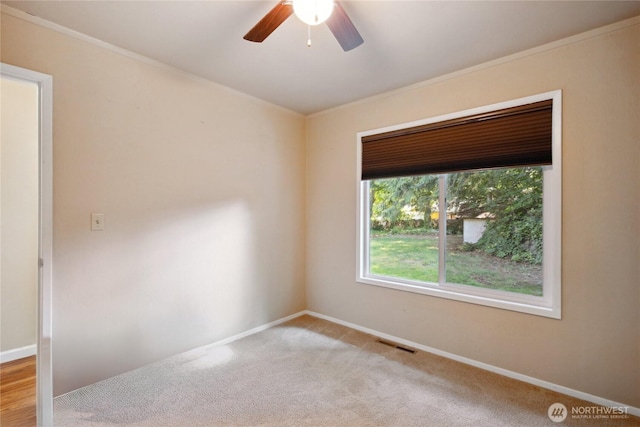 1111 Garrison Ave, Port Orchard, WA 98366 - unfurnished room featuring a ceiling fan, carpet floors, and crown molding