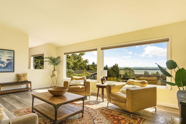 27727 94th Ave SW, Vashon, WA 98070 - living area featuring wood finished floors and a water view