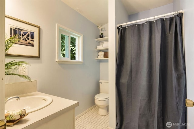 27727 94th Ave SW, Vashon, WA 98070 - full bathroom with vanity, tile patterned floors, and a shower with shower curtain