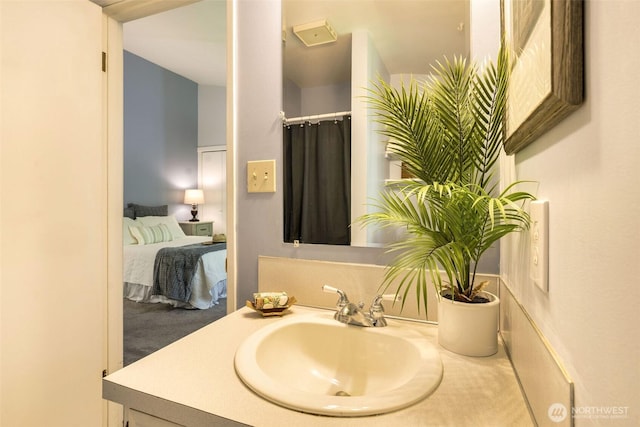 27727 94th Ave SW, Vashon, WA 98070 - bathroom with vanity, connected bathroom, and a shower with curtain