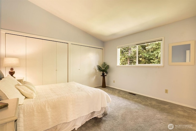 27727 94th Ave SW, Vashon, WA 98070 - carpeted bedroom with two closets and vaulted ceiling
