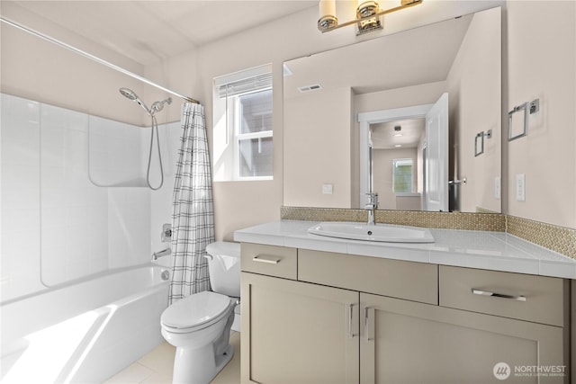 2204 176th Pl SW Unit 3, Lynnwood, WA 98037 - bathroom with vanity, shower / bath combination with curtain, healthy amount of natural light, and tile patterned flooring