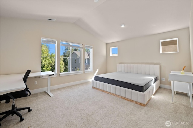 2204 176th Pl SW Unit 3, Lynnwood, WA 98037 - bedroom featuring vaulted ceiling, carpet flooring, and a desk
