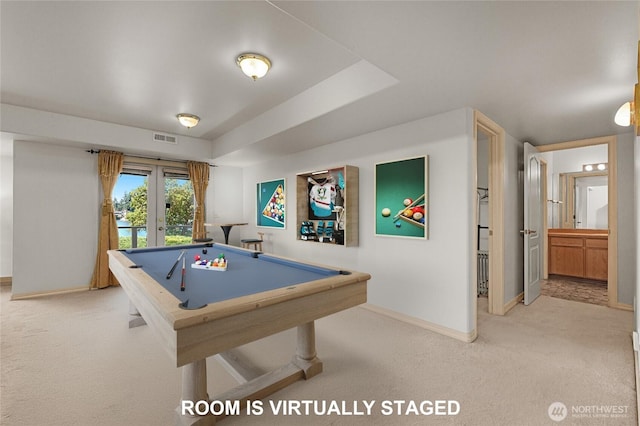 3607 Walthew Dr SE, Lacey, WA 98503 - rec room featuring carpet, french doors, and pool table