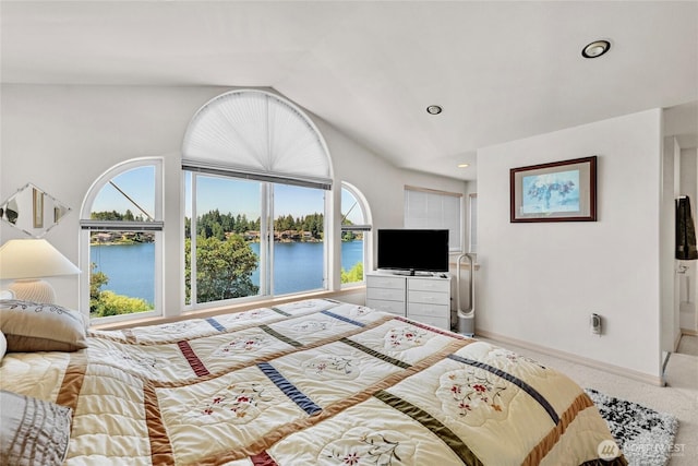 3607 Walthew Dr SE, Lacey, WA 98503 - carpeted bedroom with lofted ceiling, multiple windows, and recessed lighting