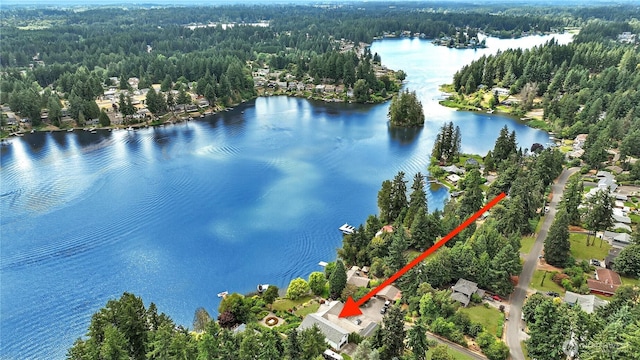 3607 Walthew Dr SE, Lacey, WA 98503 - drone / aerial view of a heavily wooded area and a large body of water