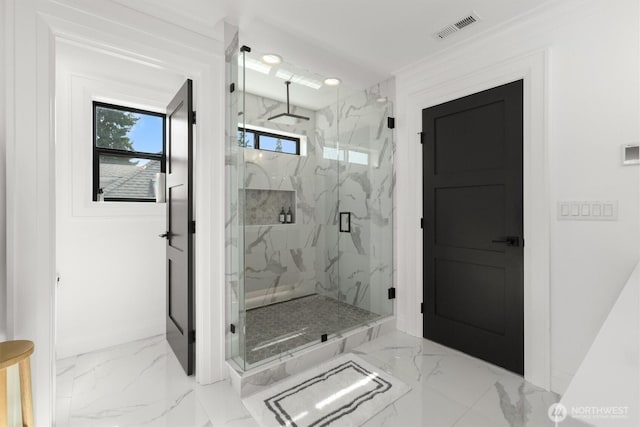 3705 N 18th St, Tacoma, WA 98406 - bathroom featuring a marble finish shower and marble tiled flooring