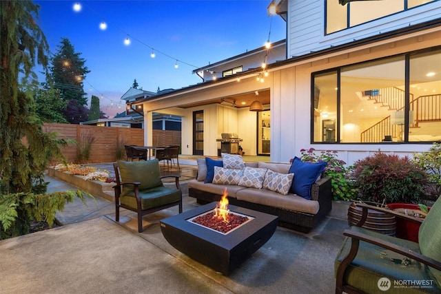 3705 N 18th St, Tacoma, WA 98406 - view of patio / terrace with an outdoor living space with a fire pit and area for grilling