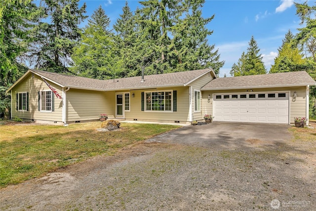 9540 El Camino Ln SE, Yelm, WA 98597 - single story home featuring crawl space, driveway, a garage, and a front lawn
