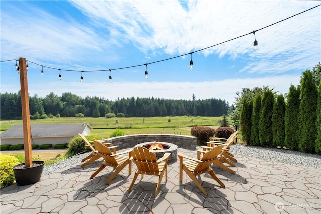 29919 39th Ave S, Roy, WA 98580 - view of patio with a fire pit and a forest view