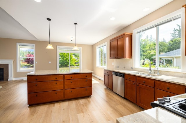 24210 Nookachamp Hills Dr, Mount Vernon, WA 98274 - kitchen with dishwasher, light wood-style floors, healthy amount of natural light, and recessed lighting