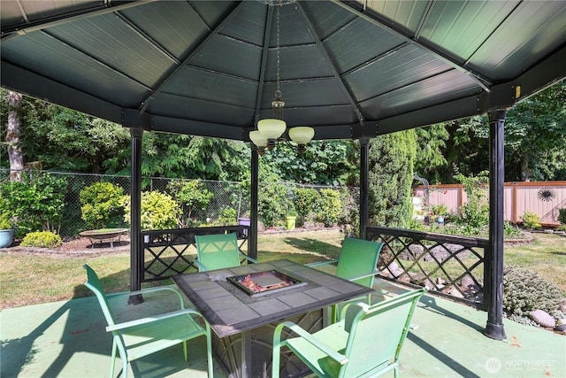 6425 Miner Dr SW, Tumwater, WA 98512 - fenced backyard featuring an outdoor fire pit, a gazebo, and a patio