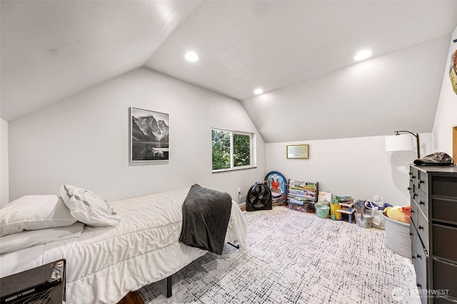 2927 Youngs Rd, Custer, WA 98240 - bedroom with lofted ceiling, recessed lighting, and wood finished floors