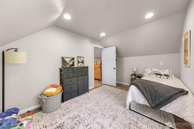 2927 Youngs Rd, Custer, WA 98240 - bedroom featuring lofted ceiling, wood finished floors, and recessed lighting