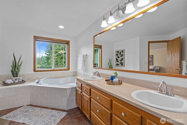 1802 Zephyr Ln NW, Silverdale, WA 98383 - full bath featuring double vanity, a garden tub, and tile patterned floors