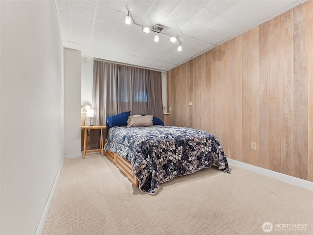 20801 Marine View Dr SW, Normandy Park, WA 98166 - carpeted bedroom with wooden walls and track lighting
