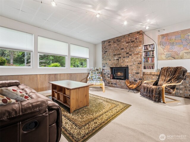 20801 Marine View Dr SW, Normandy Park, WA 98166 - living area with carpet and a fireplace