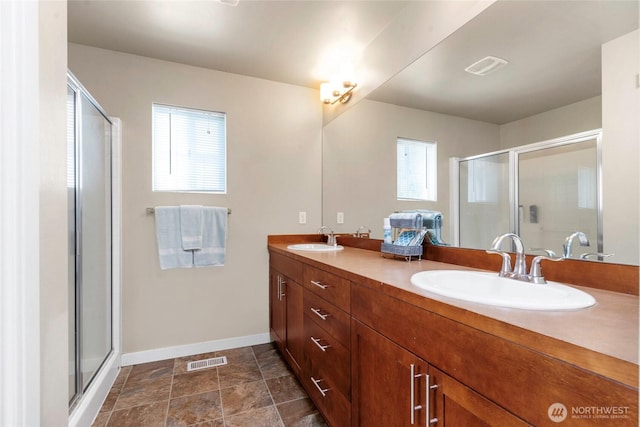 6237 Wesley Pl SE, Auburn, WA 98092 - full bathroom with double vanity and a shower stall