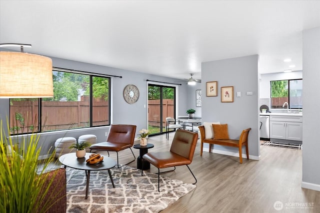 506 102nd Dr SE, Lake Stevens, WA 98258 - living room with light wood-type flooring and ceiling fan