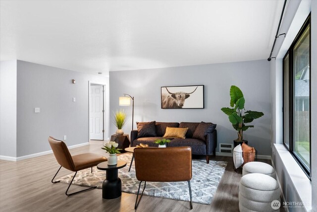 506 102nd Dr SE, Lake Stevens, WA 98258 - living area with wood finished floors and baseboards