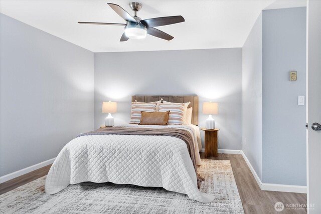 506 102nd Dr SE, Lake Stevens, WA 98258 - bedroom featuring wood finished floors and a ceiling fan