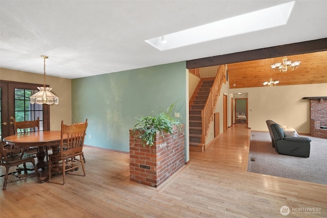 1931B State Route 505, Toledo, WA 98591 - dining area featuring a skylight, a chandelier, and stairway