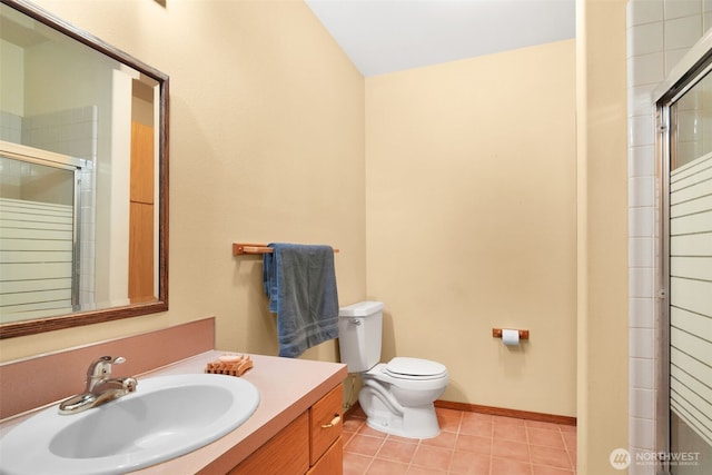1931B State Route 505, Toledo, WA 98591 - bathroom featuring a stall shower, tile patterned flooring, and vanity