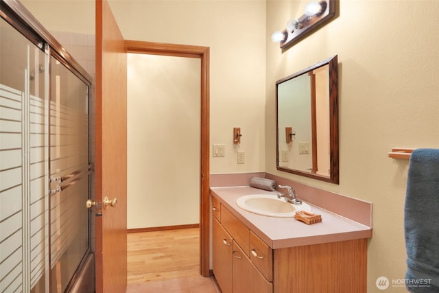 1931B State Route 505, Toledo, WA 98591 - full bathroom featuring vanity and shower / bath combination with glass door