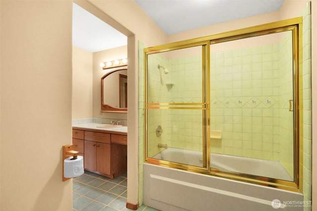 1931B State Route 505, Toledo, WA 98591 - bathroom featuring shower / bath combination with glass door, vanity, and tile patterned flooring