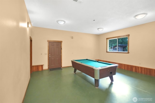 1931B State Route 505, Toledo, WA 98591 - recreation room with concrete floors, billiards table, wainscoting, and wooden walls