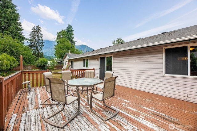 650 Elwell Ave, Darrington, WA 98241 - deck featuring outdoor dining area and a mountain view
