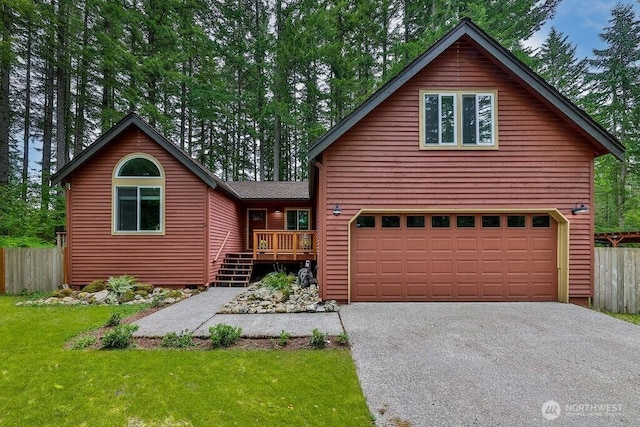 43920 SE 170th St, North Bend, WA 98045 - chalet / cabin featuring a garage and asphalt driveway