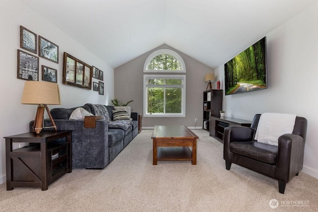 43920 SE 170th St, North Bend, WA 98045 - living area featuring light carpet and lofted ceiling