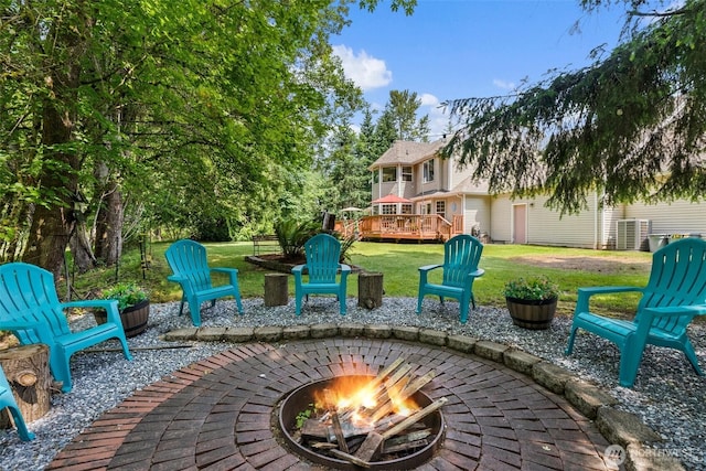 30630 24th Ave S, Roy, WA 98580 - view of patio with an outdoor fire pit and a wooden deck