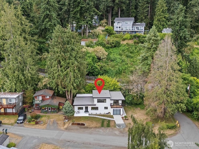 3704 Bells Ln, Langley, WA 98260 - aerial overview of property's location featuring a forest