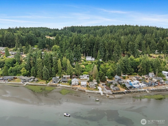 3704 Bells Ln, Langley, WA 98260 - aerial view of property and surrounding area featuring a heavily wooded area and a large body of water