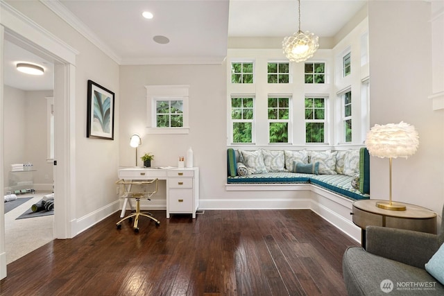 1709 223rd Ave SE, Sammamish, WA 98075 - office space with wood-type flooring, a chandelier, ornamental molding, and recessed lighting