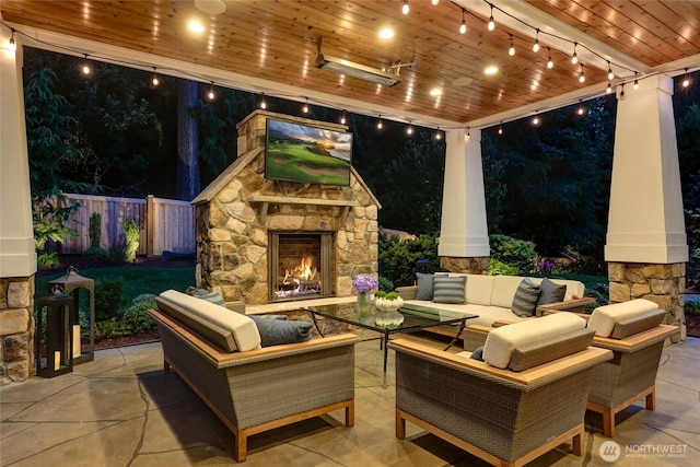 1709 223rd Ave SE, Sammamish, WA 98075 - view of patio featuring an outdoor living space with a fireplace