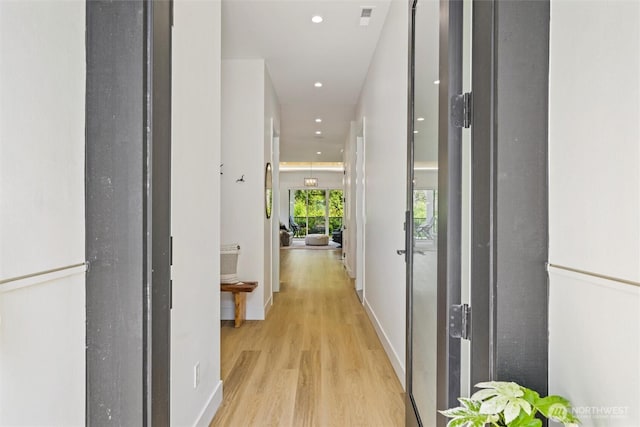 9051 Sea Mist Ln, Blaine, WA 98230 - hallway featuring light wood-type flooring and recessed lighting