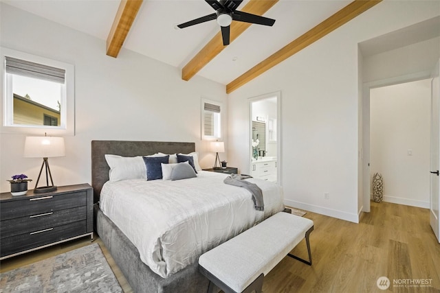 9051 Sea Mist Ln, Blaine, WA 98230 - bedroom featuring light wood-style floors, connected bathroom, and a ceiling fan
