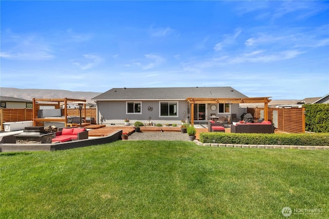 409 Davidson Blvd SW, Mattawa, WA 99349 - back of property with outdoor lounge area, a patio area, a mountain view, and a pergola
