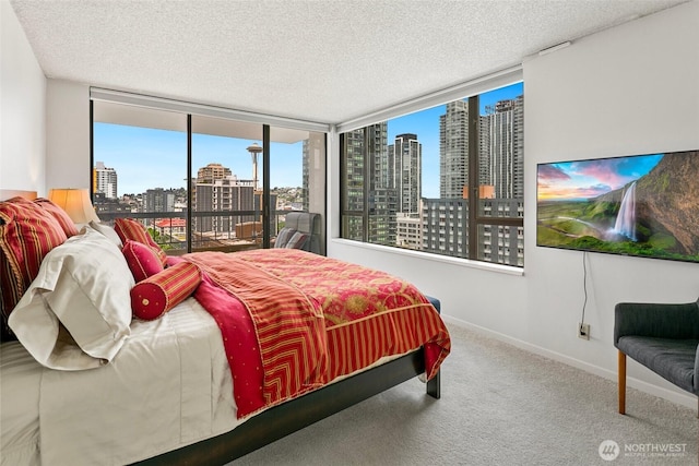 2201 3rd Ave Unit 1404, Seattle, WA 98121 - carpeted bedroom with a textured ceiling and access to exterior