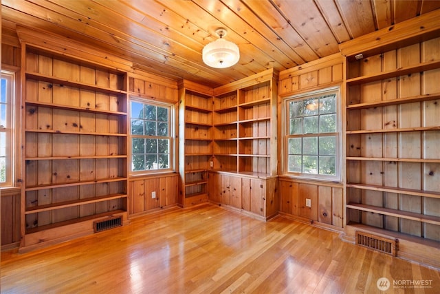 444 Washington St, Walla Walla, WA 99362 - empty room with wooden ceiling, wood finished floors, built in features, and wood walls