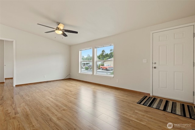 886 Carriage Ct, Sedro Woolley, WA 98284 - unfurnished living room featuring a ceiling fan, light wood finished floors, and lofted ceiling
