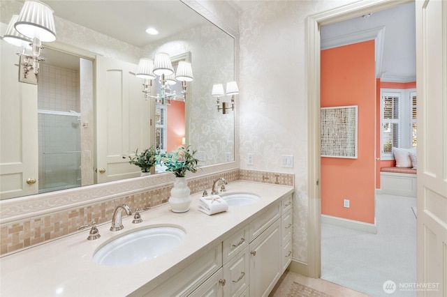 1510 38th Ave E, Seattle, WA 98112 - full bath featuring double vanity and a shower with door