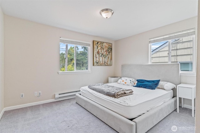 3017 Government Way, Seattle, WA 98199 - bedroom featuring baseboard heating, carpet, and multiple windows