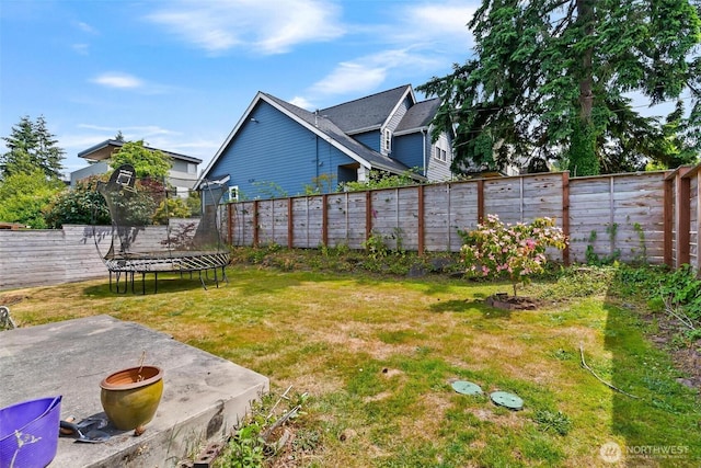 3017 Government Way, Seattle, WA 98199 - fenced backyard featuring a trampoline and a patio area