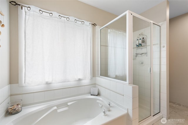 11211 NE 106th Pl, Kirkland, WA 98033 - full bathroom featuring a shower stall, a bath, and tile patterned flooring